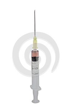 Syringe and needle isolated on white background