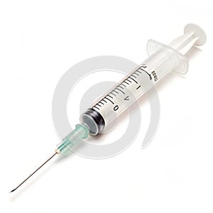 Syringe with needle isolated photo
