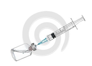 Syringe, needles and a bottle with medicines