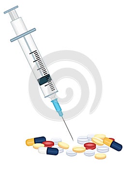 Syringe and prescription medication drugs