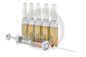 Syringe with row of ampules, 3D