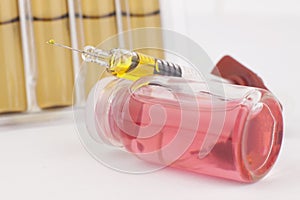 Syringe, saline, and injections doses