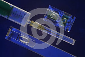Syringe And Spirit Levels Blue photo