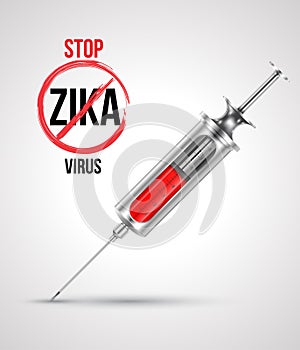 Syringe with stop ZIKA virus. photo