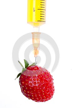 Syringe with strawberry