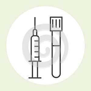 Syringe and test-tube icon - medical and beauty injections