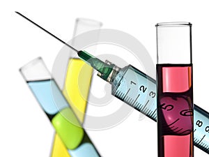 Syringe and test tubes