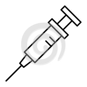 Syringe thin line icon. Injection vector illustration isolated on white. Injector outline style design, designed for web