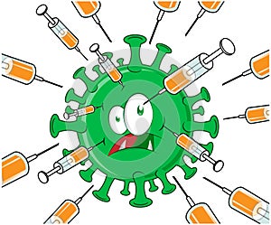 syringe with vaccine attacks the covid -19 coronavirus