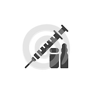 Syringe and vaccine vial vector icon