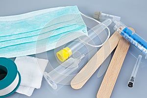 Syringes and needles and other medical items.