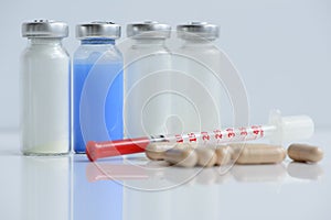 Syringes pills and vials