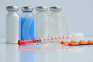 Syringes pills and vials