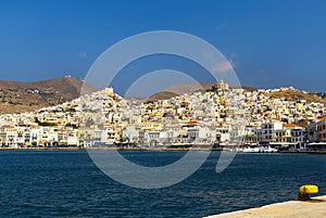 syros or siros island in greece summer tourist resort photo