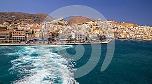 syros or siros island in greece summer tourist resort photo
