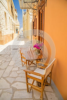 syros or siros island in greece summer tourist resort photo