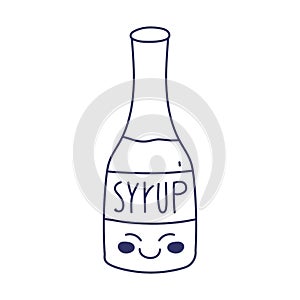 Syrup bottle menu restaurant cartoon food cute line style