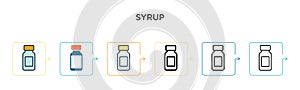 Syrup vector icon in 6 different modern styles. Black, two colored syrup icons designed in filled, outline, line and stroke style