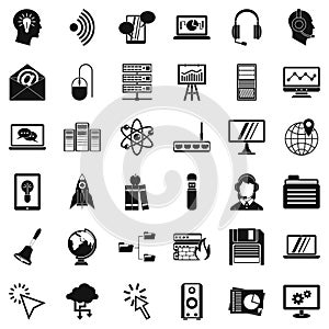 System access icons set, simple style