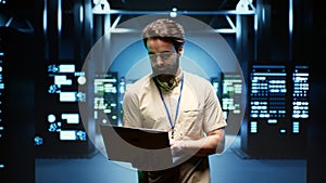 System admin walking in data center