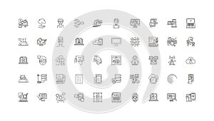 System administration concept illustration, linear icons, line signs set, vector collection