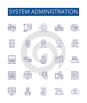 System administration line icons signs set. Design collection of Sysadmin, Admin, Network, Maintenance, Automation