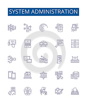 System administration line icons signs set. Design collection of Sysadmin, Admin, Network, Maintenance, Automation