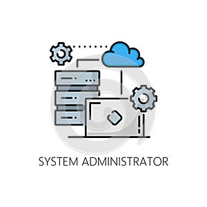 System administrator icon, web and IT specialist