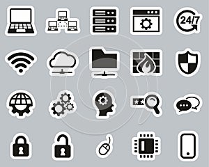 System Administrator Icons Black & White Sticker Set Big