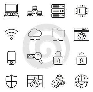 System Administrator Icons Thin Line Vector Illustration Set