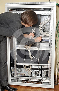 System administrator near server