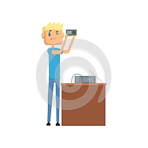 System administrator, networking service cartoon vector illustration
