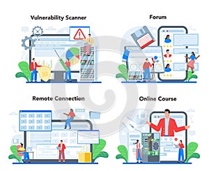 System administrator online service or platform set. Technical work with server
