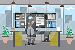 System Administrator working in modern office