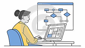 System Analysis and Process Optimization on Computer, vector design Generative AI