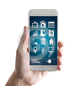 system app Remote home control system on phone Real estate concept