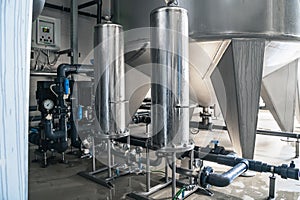 System of automatic treatment and multi-level filtration of drinking water. Plant or factory for production of pure