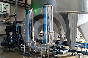 System of automatic treatment and multi-level filtration of drinking water produced from well. Plant or factory for