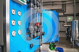 System of automatic treatment and multi-level filtration of drinking water produced from well. Plant or factory for
