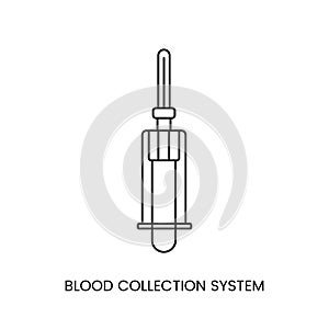 System for blood sampling for analysis, line icon in the vector of biomaterial sampling. Blood collection system.