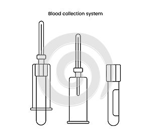 System for blood sampling for analysis, line icon in the vector of biomaterial sampling. Blood collection system.