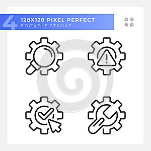 System changes pixel perfect gradient linear vector icons set