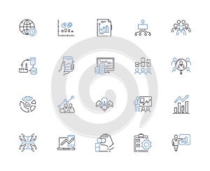 System design outline icons collection. System, Design, Architecture, Modeling, Algorithm, Coding, Simulation vector and