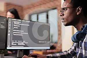 System engineer typing machine learning server code