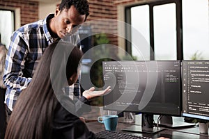 System engineers using binary code to script security system