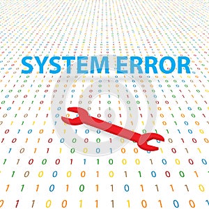 System error and spanner on a digital background.