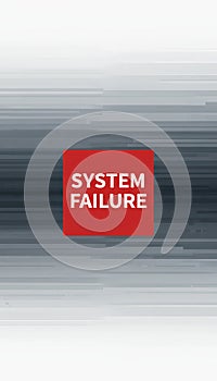 System failure message with digital glitch abstract background