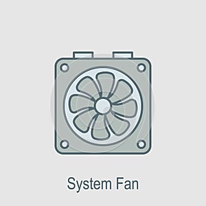 System fan icon. Element of computer parts with name icon for mobile concept and web apps. Filled outline System fan icon can be u