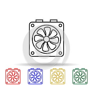 System fan multi color style icon. Simple thin line, outline vector of computer parts icons for ui and ux, website or mobile
