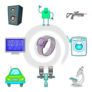 System framework icons set, cartoon style
